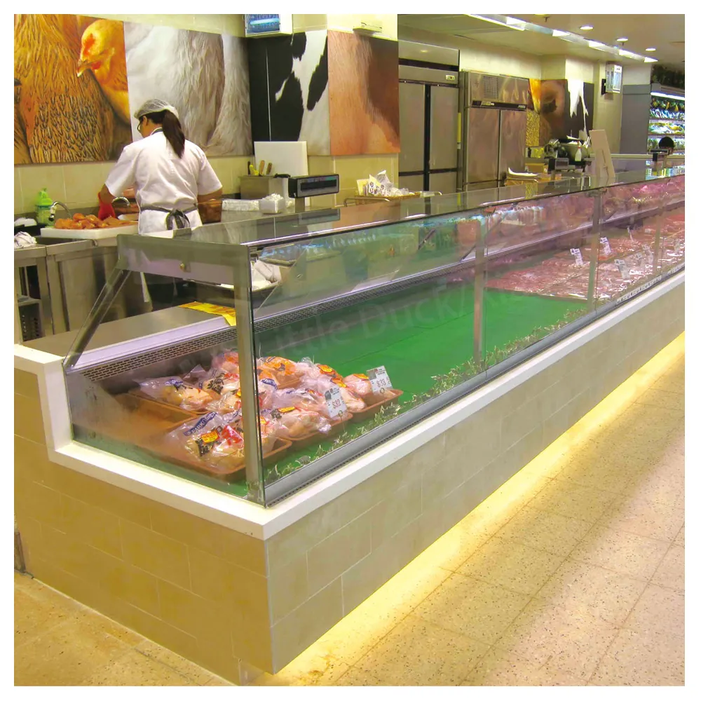 Equipamento de refrigeração comercial vitrine de exibição de carne geladeira de supermercado refrigerador de exibição de carne