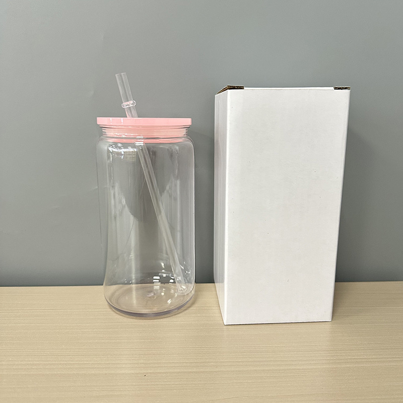 Transparent cup + pink lid