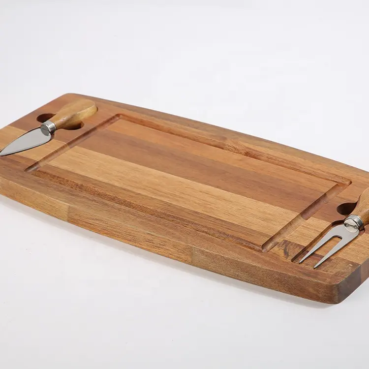 Acacia Wooden Cheese Board and Knife Set Charcuterie cheese plate for Cheese