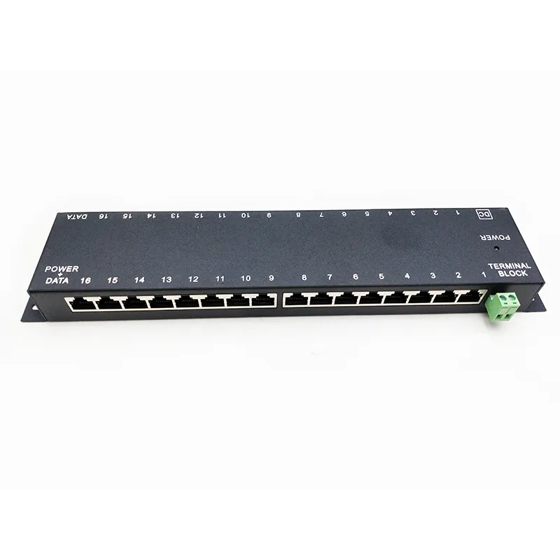 Precio barato 16 puertos PoE Inyector Midspan para 16 dispositivos Agregar alimentación a través de Ethernet con proveedor de alimentación externa