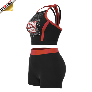 Low Minimum Order Quantity Practice Wear <strong>Cheer</strong> Black and <strong>Red</strong> <strong>Cheer</strong> Practice Sets - Product Image 4