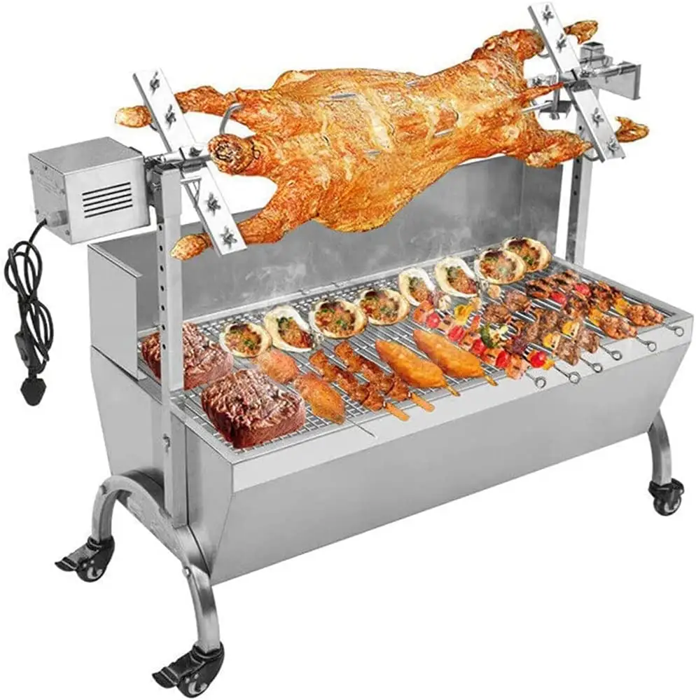 KL002 forno per Barbecue multifunzione griglia completamente automatica forno alla griglia rotante a carbone in acciaio inossidabile con piastra posteriore