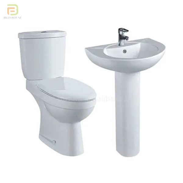 Set di servizi igienici in ceramica per lavabo a due pezzi per wc in due pezzi