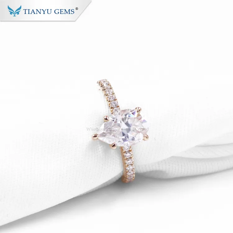 Tianyu Edelsteine Birne Diamant Ring besten Moissan ite Steine mit 14 Karat 18 Karat Gelbgold Ringe für die Hochzeit