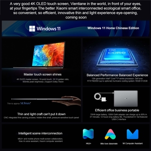 16 inç dokunmatik ekran Win 11 ev Intel 12th Gen çekirdek i7-1260P RTX2050 ayrık grafik 16GB + 512GB Xiaomi kitap Pro 16 dizüstü - Product Image 3