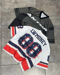 OEMカスタムパター印刷機ストリートウェアvネックボックスフィットクロップド野球メッシュオーバーサイズHombre Tシャツ - Product Image 1