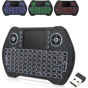 EASYTONE Mini teclado inalámbrico retroiluminado Touchpad Mouse Combo Control remoto Batería de iones de litio recargable Color mecánico