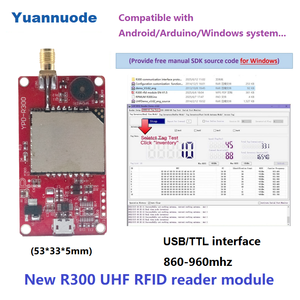 Nuevo módulo Lector R300 Chip UHF RFID 0-9dbi Antena de largo alcance pequeña placa TTL integrado Windows SDK sistema para 860-960MHz