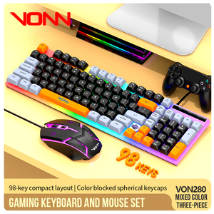 Bàn phím chơi game có dây VON280 RGB <span class=keywords><strong>Chroma</strong></span>, lập trình macro, chống ghosting, tương thích với PC, PS5, PS4, cảm giác cơ học - Product Image 2