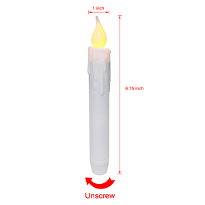 CVHOMEDECO. Flickering Taper Candles <strong>LED</strong> Drip Flameless Candles, Battery Operated with <strong>Timer</strong>, White, 6-3/<strong>4</strong> Inch, Set of 6 - Product Image 6