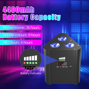 ไฟ LED 3ชิ้นรีโมทคอนโทรลไร้สายไฟพาร์แบตเตอรี่4แบบในตัวเดียวไฟสำหรับล้างเวทีงานแต่งงานไฟเวที - Product Image 2
