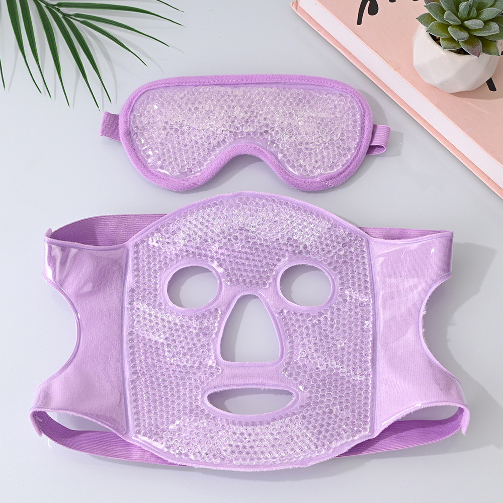 ice mask purple eye mask-white beads