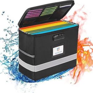 Caja de archivo ignífuga de cuero con caja de almacenamiento de bloqueo para colgar carpeta de tamaño de carta diseño plegable - Product Image 1