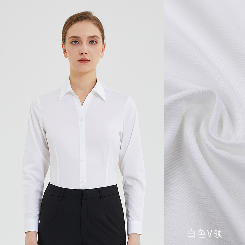 Blanco-manga larga-mujer-cuello pico