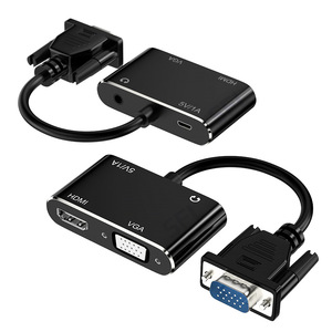 <strong>2</strong>-in-<strong>1</strong> <strong>VGA</strong> to for HDMI Video Converter Splitter with 3.5MM Audio PVC Jacket for PC Projector Camera Speaker HDTV - Product Image 5