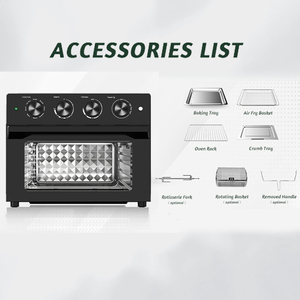 Doppi strati di vetro temprato in acciaio inox friggitrice ad aria forno 30L 1800W senza olio per una facile pulizia manuale con <span class=keywords><strong>Timer</strong></span> 12 ore