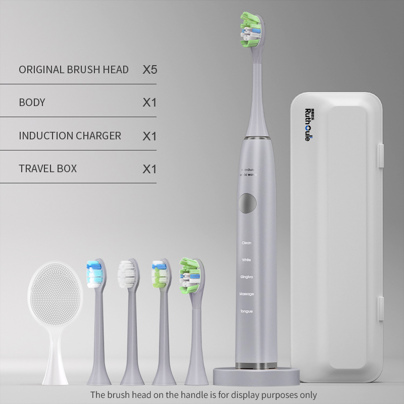 Flash silver+ 5 Brush Heads + Wireless Charger + Travel Case