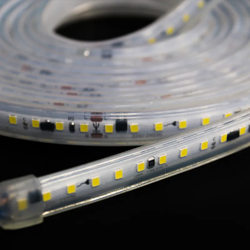Tira de luces LED de neón de silicona personalizada, enchufe sin cable, AC220V DOB, color blanco, 10cm