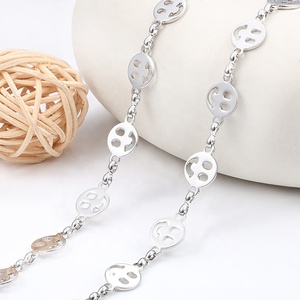 Tasarımlar bayanlar gülümseme İfade zinciri 18k altın zincir dekoratif Diy zincir rulo takı yapımı için - Product Image 6