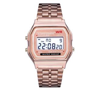 LED spor İzle WR F91W çelik bant moda stil ucuz kol saati erkekler çok fonksiyonlu elektronik kadın izle