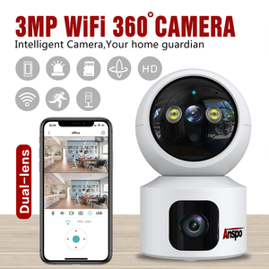 Anspo 3MP akıllı ev wifi kamera çift Lens gözetim monitör iki yönlü ses CCTV kablosuz kamera icam365 yazılım PTZ - Product Image 4