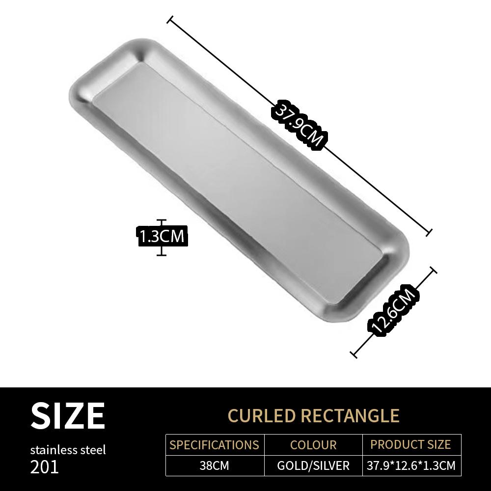 201 Argent recourbée-Côté Rectangle 38 CM