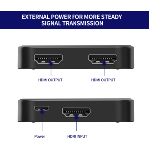 Negro de alta velocidad para HDMI Splitter 1x2 4K X 2K Video Full HD 1 Entrada 2 Salida Certificado CE FCC ROHS - Product Image 6