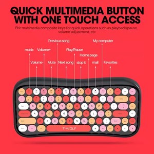 High-<strong>Function</strong> Beautiful Color Wireless Gaming <strong>Keyboard</strong> and Mouse Combo Portable Set for Girls - Product Image 5