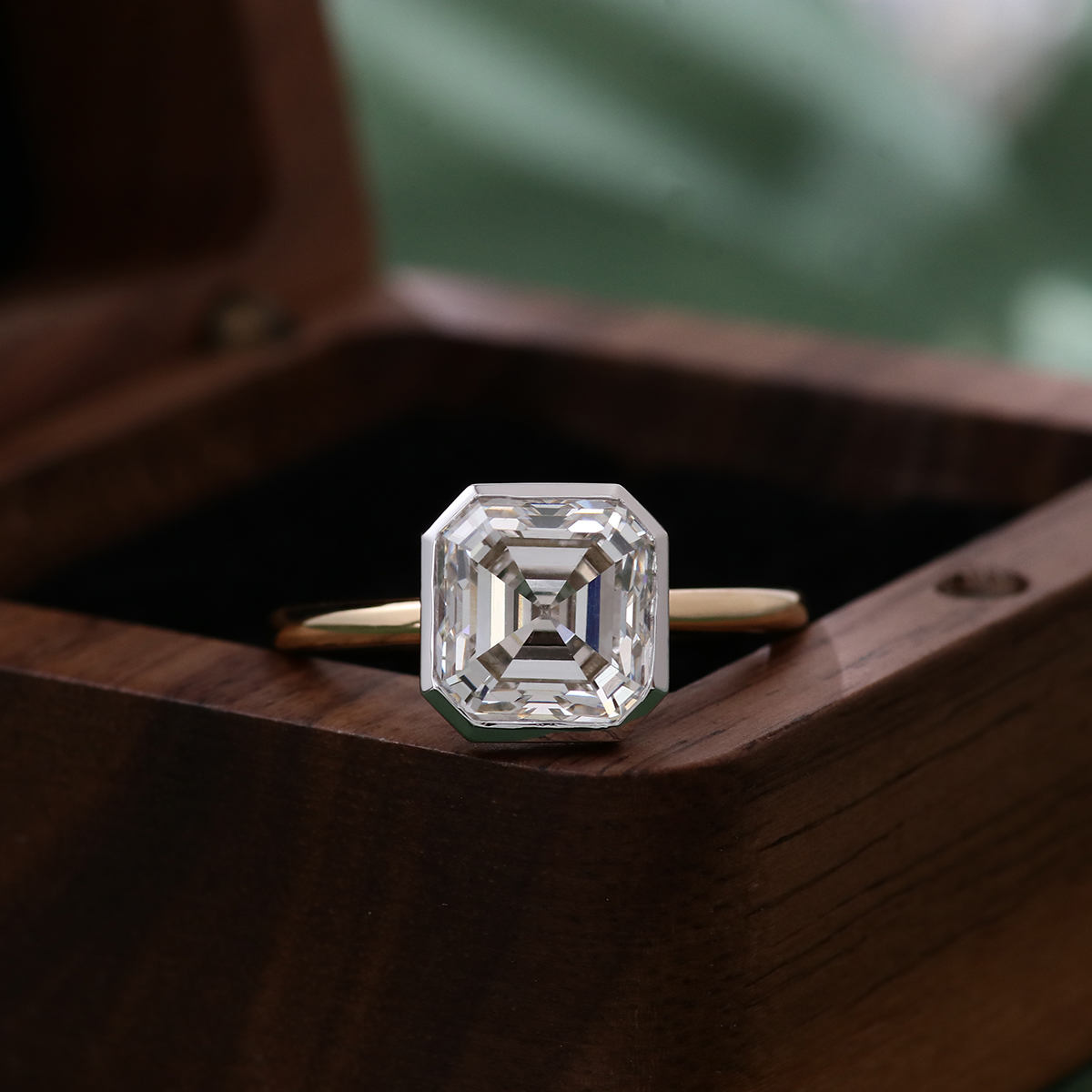 Bague en argent 925 plaqué or avec diamant de laboratoire