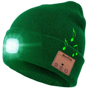 Không Dây Thông Minh <span class=keywords><strong>Bluetooth</strong></span> 5.0 Tai Nghe Âm Nhạc Đan <span class=keywords><strong>LED</strong></span> Ánh Sáng Beanie Headphone Loa Hat Loa Cap - Product Image 2