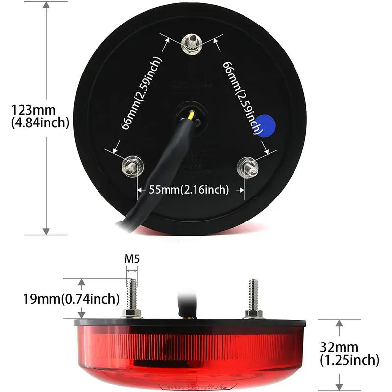 IP66 ECE E4 Emark Phê Duyệt Phổ Vòng Đuôi Led 5 Inch Vòng Đuôi Đèn