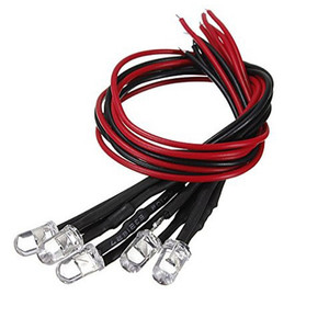 שקוף 24V 12V <span class=keywords><strong>9V</strong></span> 5V <span class=keywords><strong>LED</strong></span> דיודה מראש חוטית לבן הנגד עגול 3MM 3V למעלה 20cm