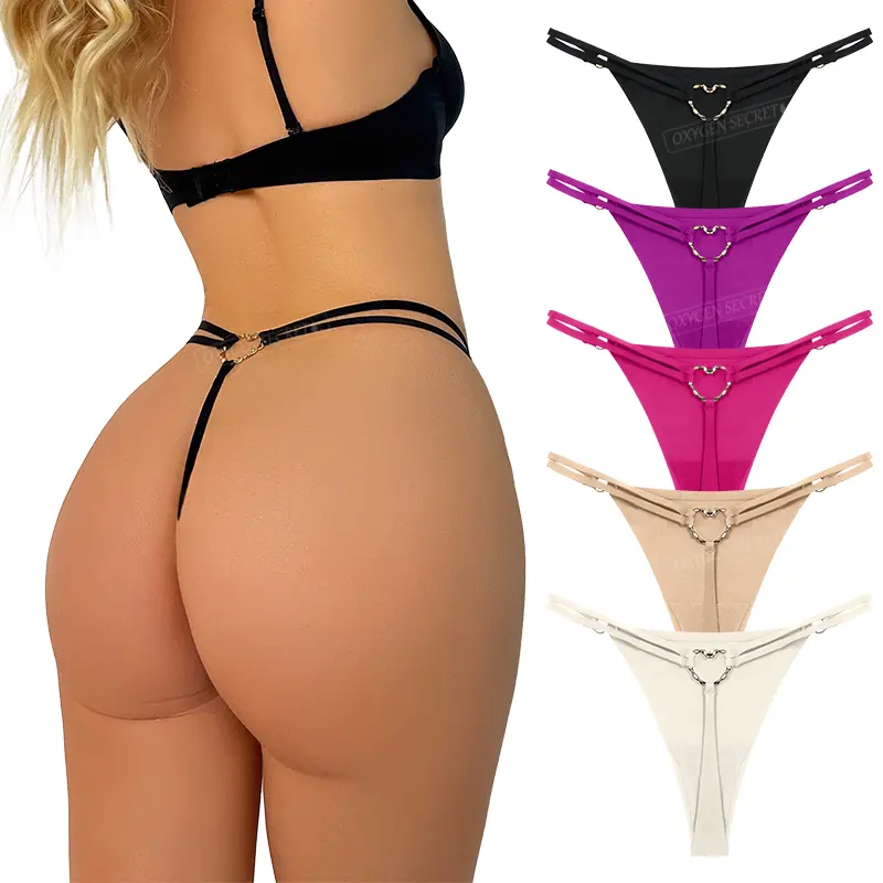 OXYGEN SECRET Double Straps Seite einfarbig Dessous atmungsaktiv nahtlose Riemen Unterwäsche Ice Silk Höschen Tanga für sexy Frauen