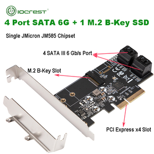 4 Port Non-RAID SATA III 6G SSD HDD <strong>Controller</strong> and M.2 B Key 2242 <strong>PCI</strong>-e X4 Expansion Adapter JMB 585 Chip for Storage Solution - Product Image 2