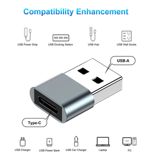 铝合金外壳OTG USB转C型适配器，用于充电和数据传输