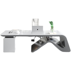 Ultra moderne L-Form Executive Büromöbel Schreibtische <span class=keywords><strong>Computer</strong></span> Büro Marmor Kunststein feste Oberfläche Büros tühle