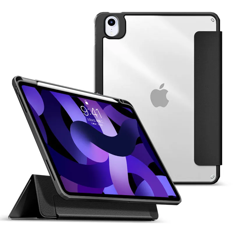 Casing Tablet 10 inci iPad Mini, dudukan pena kanan akrilik dapat dilepas, penutup kulit kasar untuk iPad 9 10.2 juga PC PU