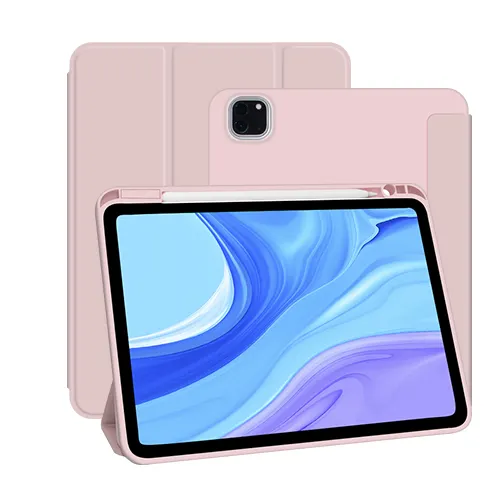 حافظة لجهاز iPad Pro 11 بوصة 2nd/3rd الجنرال 2021/2020/2018 الترا خفيفة الوزن الذكية Trifold الوقوف مع TPU لينة الغطاء الخلفي الأسود