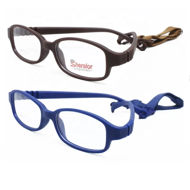 Óculos infantil de prescrição, óculos de grau tr90 para crianças, armação retangular, flexível, sem dobradiça, com alça ajustável