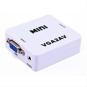 Cutomzied marca VGA a AV RCA compuesto convertidor adaptador caja VGA2AV con Audio para PC TV