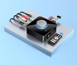 Adaptador receptor y transmisor de Audio Digital inalámbrico con pantalla LED M5, 3,5mm, AUX, R/L, RCA, TF/u-disk, con micrófono