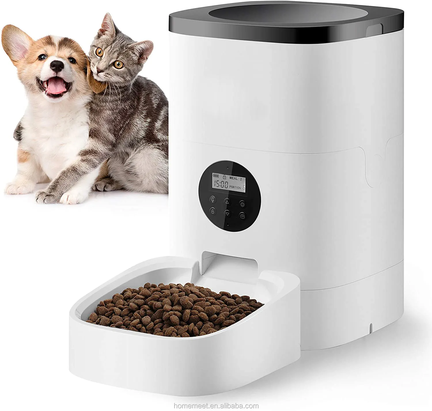 Kontrol aplikasi pemberi makan hewan peliharaan otomatis 4L Dispenser makanan pintar untuk kucing dan anjing kontrol bagian perekam suara mangkuk Timer 1-7 hari