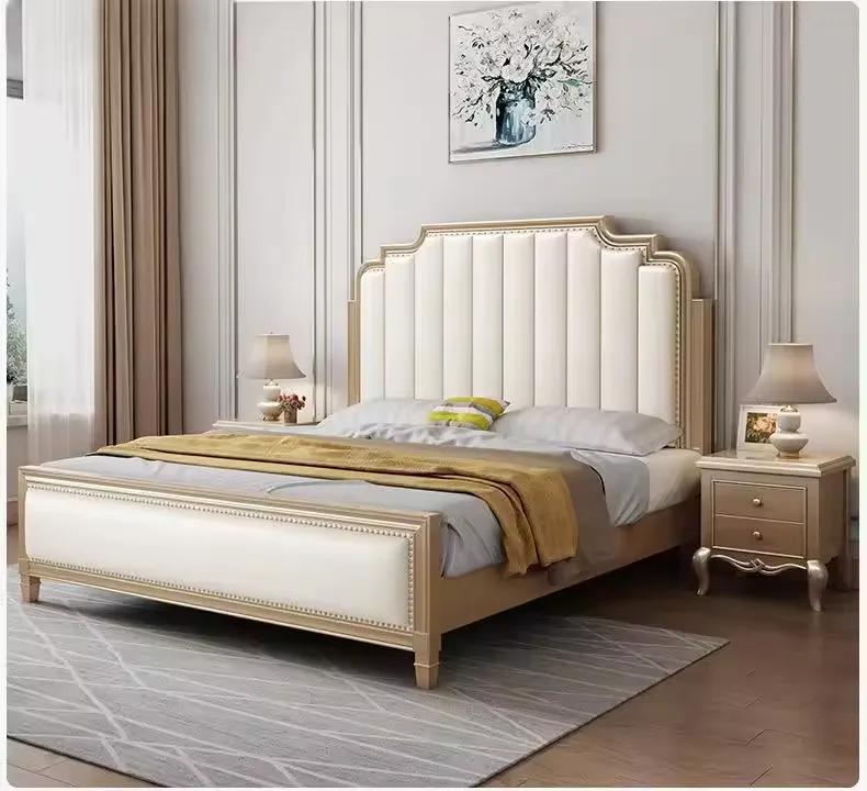 Cama americana de madera maciza para niños con muebles de dormitorio tallados Cama de madera Tamaño Queen