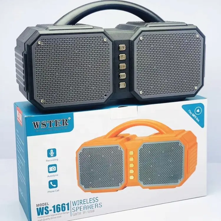 WSTER-tarjeta TF WS1661, Original, con USB, RADIO FM, sistema de sonido de música, altavoz de graves Multimedia