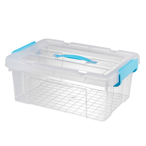 可堆叠的12L塑料容器储物盒带手柄上的盖子 - Product Image 4