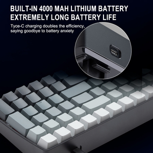 Gradient màu xám đen 100 phím RGB dạ quang có dây 2.4G BT Bàn Phím Cơ Ba chế độ bàn phím cơ có thể tráo đổi nóng - Product Image 2