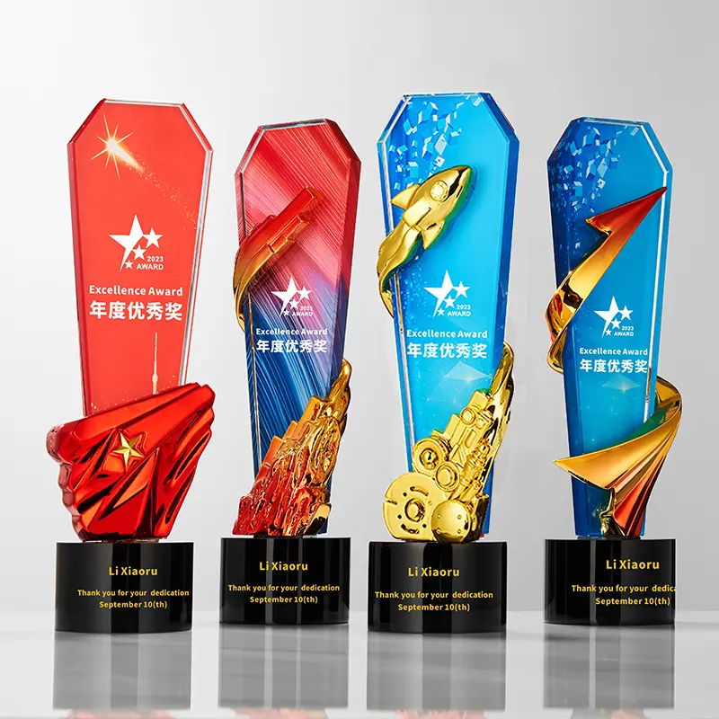 Honor Of Crystal personalizado nuevo estilo creativo colorido cristal trofeo premios