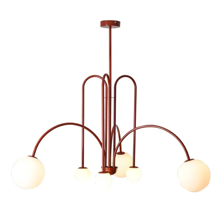 Plafonnier Led suspendu en forme de boule de verre, design nordique moderne et minimaliste, disponible en rouge et en noir, luminaire décoratif d'intérieur, idéal pour un salon