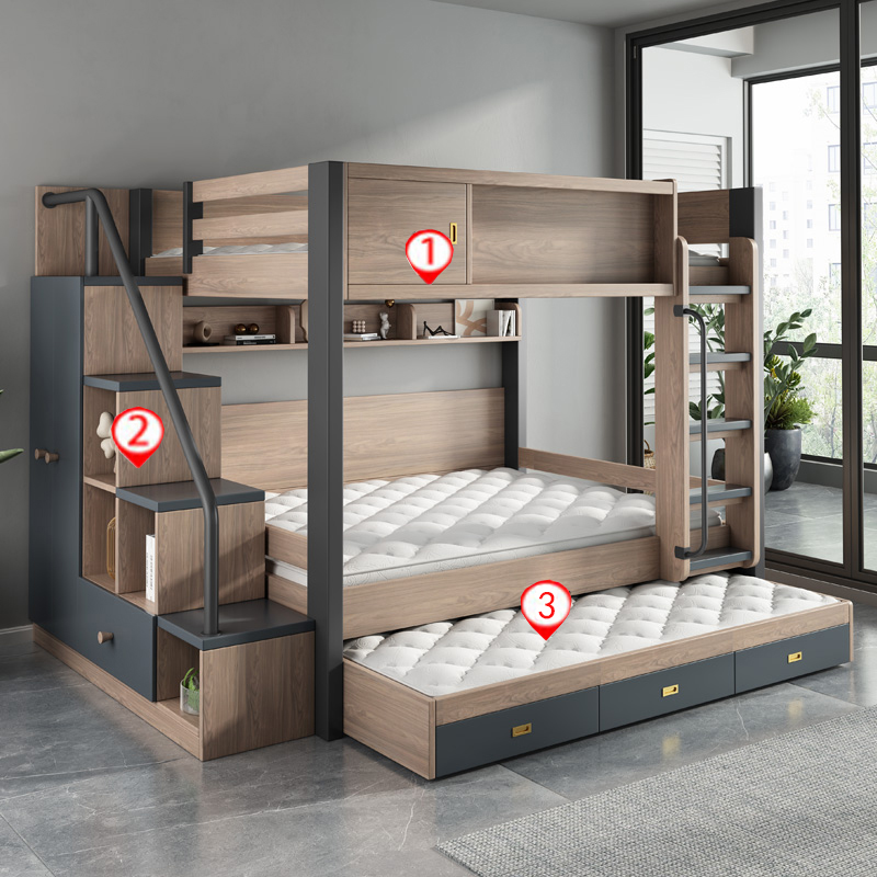 Bed + pumping bed + ladder cabinet