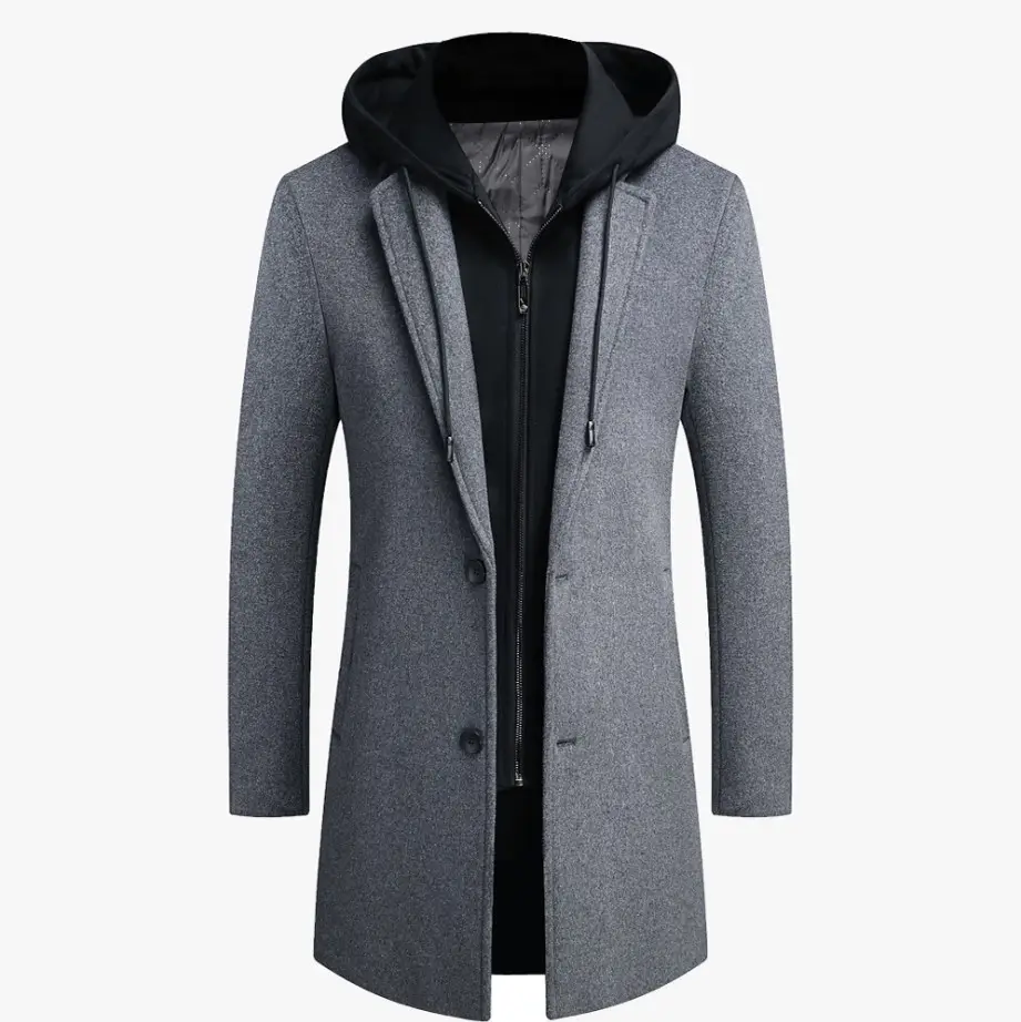 Style coréen Long manteau vêtements pour hommes impression Logo des douanes nouvelle laine Ovebluetbass motif de guitare tricoté pour hommes veste en laine 2 pièces